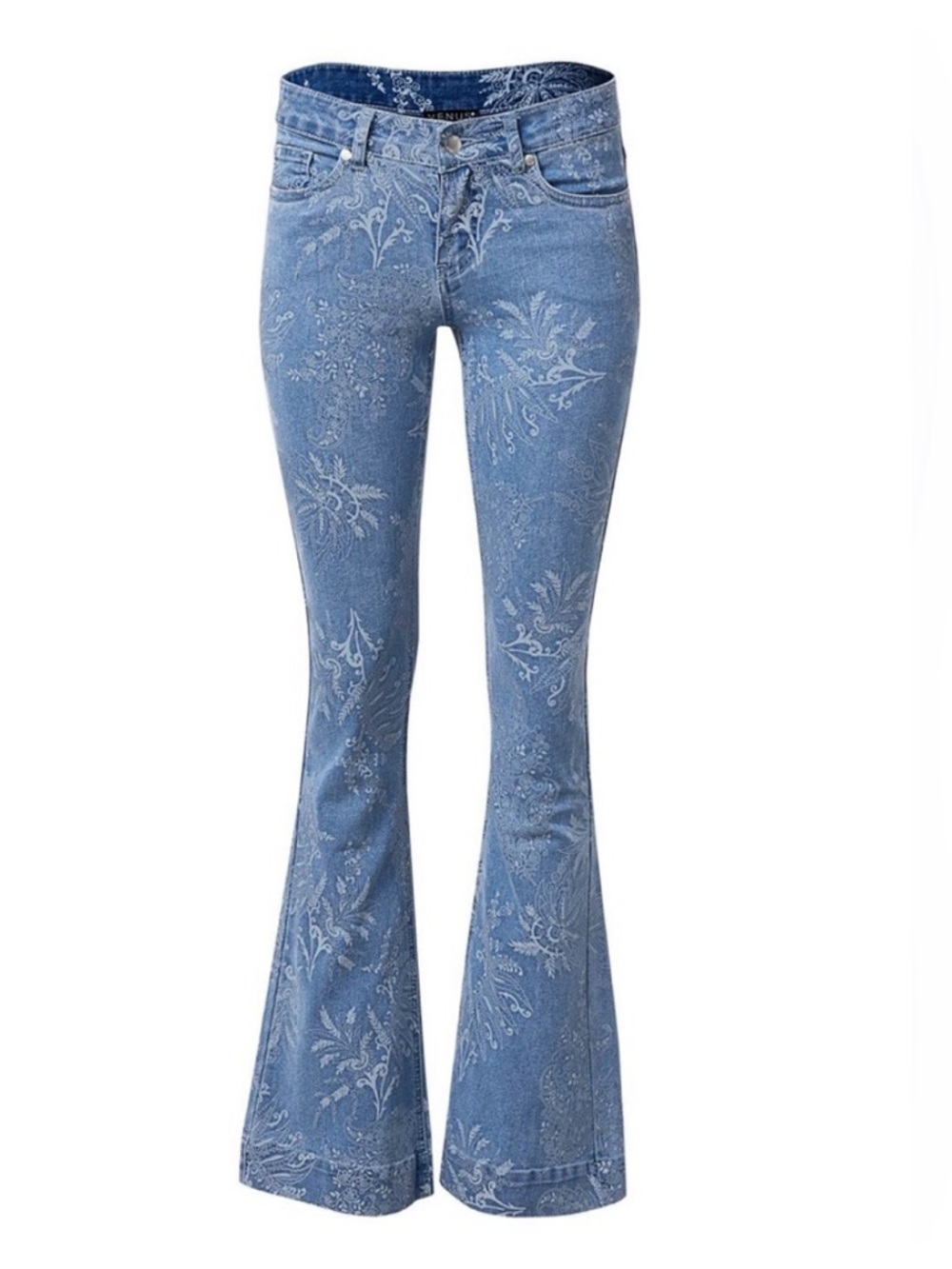 VENUS Blue Floral Flare Jeans - Picture 3 of 10